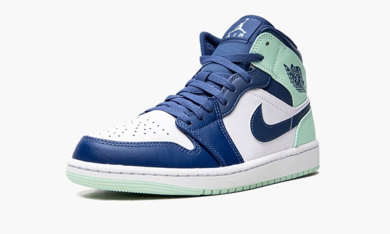 Nike Air Jordan 1 Mid 'Blue Mint' Schoenen Heren Donkerblauw Mintgroen Wit Nederland | 236459-ALN