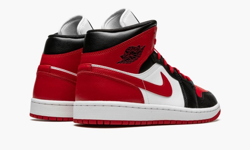 Nike Air Jordan 1 Mid 'Bred Neus' Schoenen Dames Zwart Rood Nederland | 460725-WAD