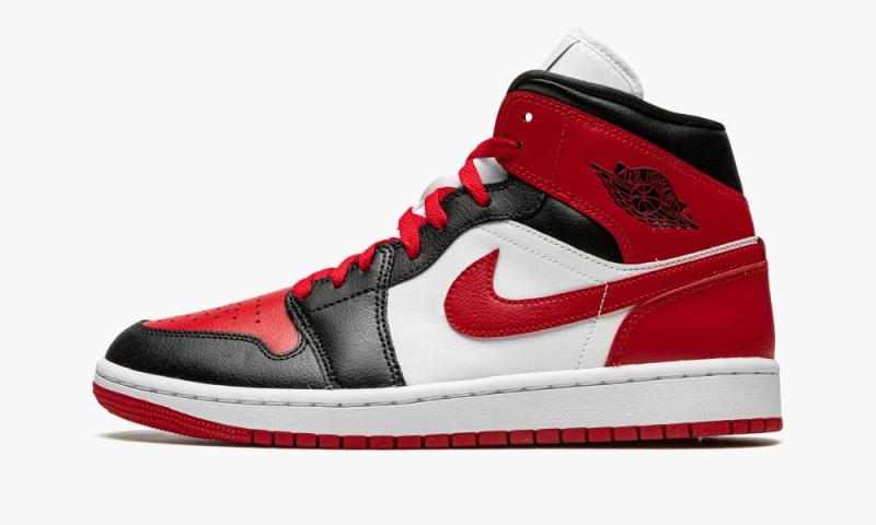 Nike Air Jordan 1 Mid \'Bred Neus\' Schoenen Dames Zwart Rood Nederland | 460725-WAD