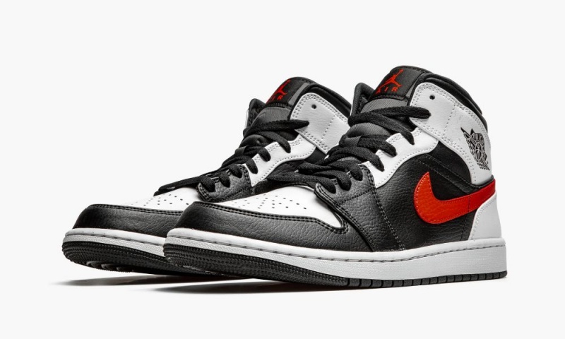 Nike Air Jordan 1 Mid 'Chile Red' Schoenen Heren Zwart Rood Wit Nederland | 521637-VQW