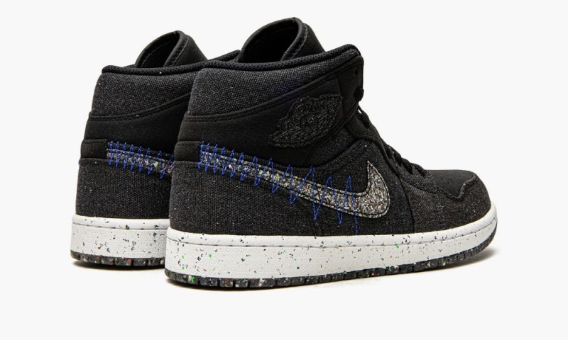 Nike Air Jordan 1 Mid 'Crater Black' Schoenen Heren Zwart Wit Koningsblauw Nederland | 386705-WIC