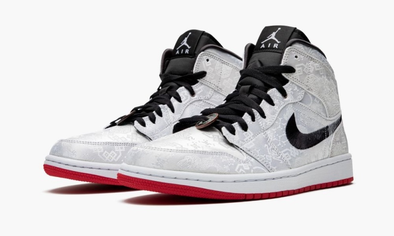 Nike Air Jordan 1 Mid 'Fearless Edison Chen - Clot Silk' Schoenen Heren Zilver Zwart Rood Nederland | 204175-FTE