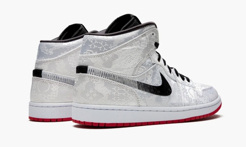 Nike Air Jordan 1 Mid 'Fearless Edison Chen - Clot Silk' Schoenen Heren Zilver Zwart Rood Nederland | 204175-FTE