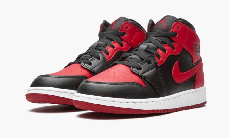 Nike Air Jordan 1 Mid GS 'Banned 2020' Schoenen Kinderen Zwart Rood Wit Nederland | 509123-KQX