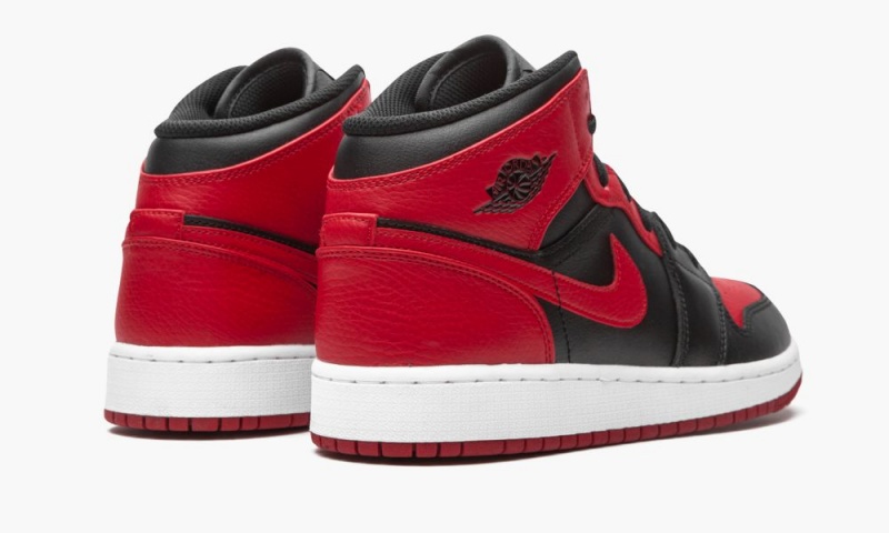 Nike Air Jordan 1 Mid GS 'Banned 2020' Schoenen Kinderen Zwart Rood Wit Nederland | 509123-KQX