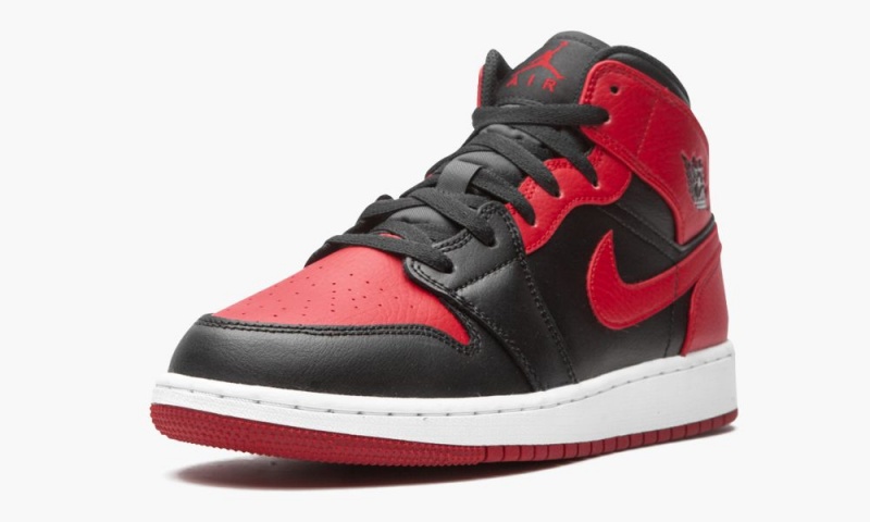 Nike Air Jordan 1 Mid GS 'Banned 2020' Schoenen Kinderen Zwart Rood Wit Nederland | 509123-KQX