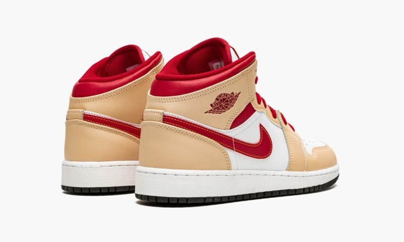 Nike Air Jordan 1 Mid GS 'Beige / Red' Schoenen Kinderen Wit Diepgeel Nederland | 936280-XNA