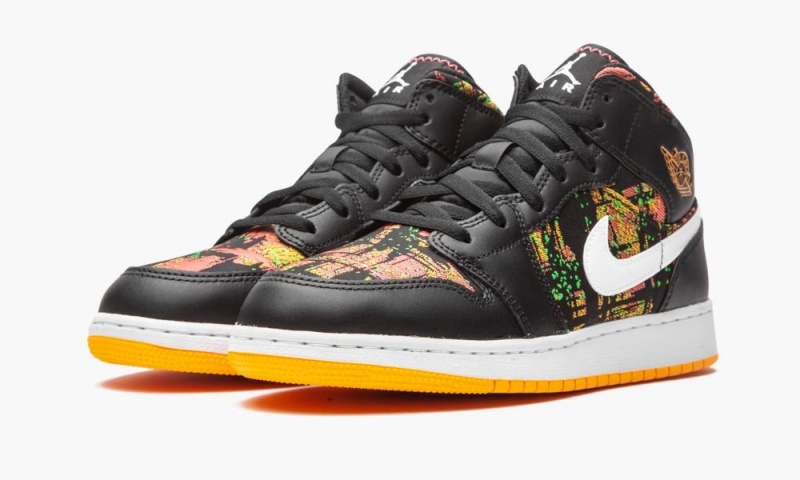 Nike Air Jordan 1 Mid GS 'Black / Laser Orange' Schoenen Kinderen Zwart Wit Oranje Nederland | 824375-TKE
