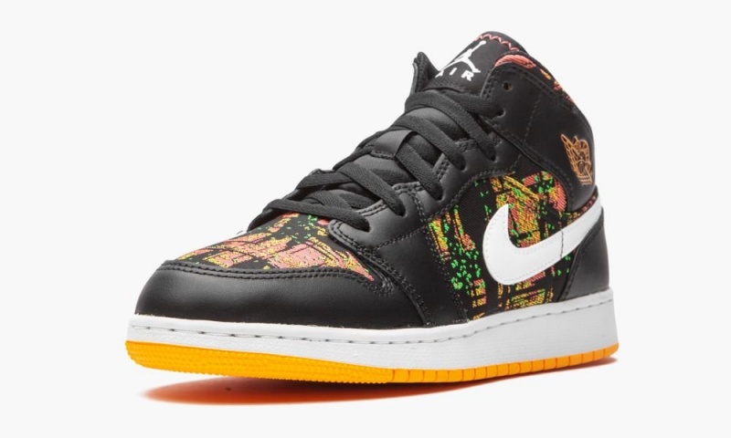 Nike Air Jordan 1 Mid GS 'Black / Laser Orange' Schoenen Kinderen Zwart Wit Oranje Nederland | 824375-TKE