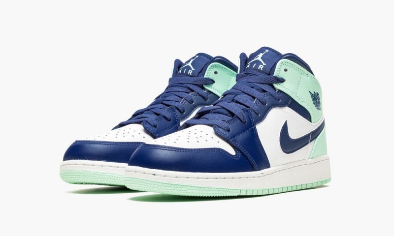 Nike Air Jordan 1 Mid GS 'Blue Mint' Schoenen Kinderen Donkerblauw Mintgroen Wit Nederland | 120586-OZA