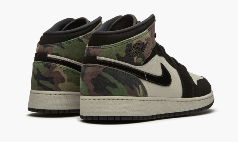 Nike Air Jordan 1 Mid GS 'Camo' Schoenen Kinderen Lichtbeige Zwart Nederland | 278560-WSR