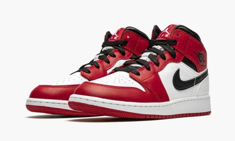 Nike Air Jordan 1 Mid GS 'Chicago 2020' Schoenen Kinderen Wit Rood Zwart Nederland | 365418-GCW