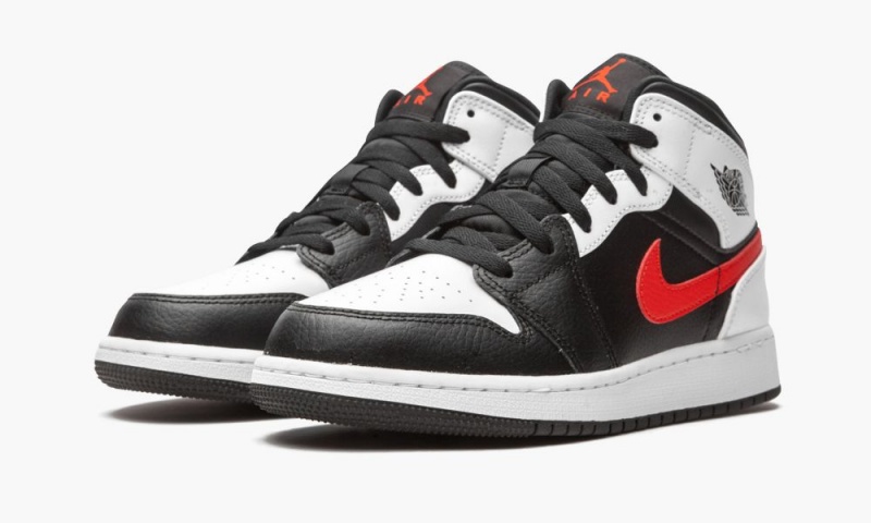 Nike Air Jordan 1 Mid GS 'Chile Red' Schoenen Kinderen Zwart Rood Wit Nederland | 714902-XJH