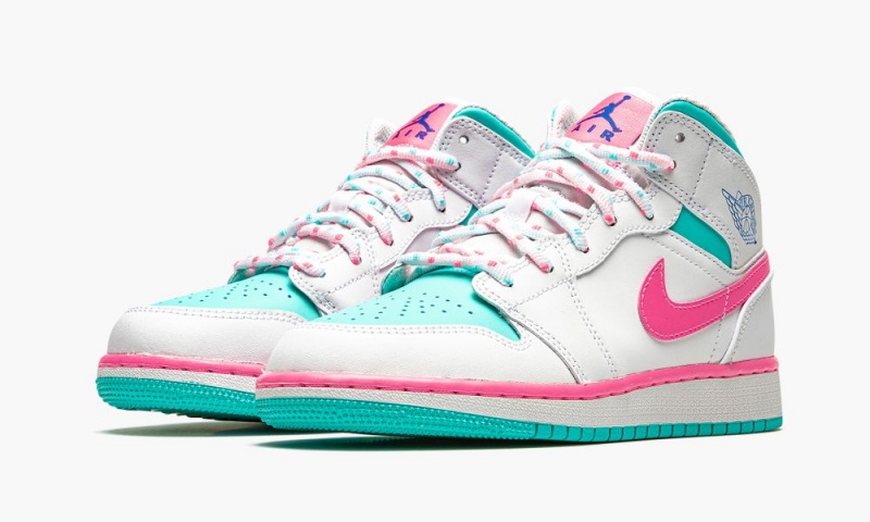 Nike Air Jordan 1 Mid GS 'Digitaal Pink' Schoenen Kinderen Wit Roze Nederland | 921436-YVR
