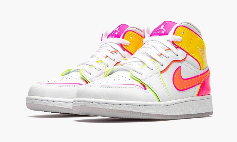 Nike Air Jordan 1 Mid GS 'Edge Glow' Schoenen Kinderen Wit Rood Roze Nederland | 721409-BAY