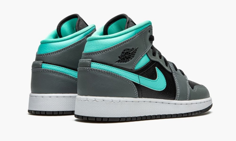 Nike Air Jordan 1 Mid GS 'Grey / Aqua' Schoenen Kinderen Zwart Groen Grijs Nederland | 479826-NIE