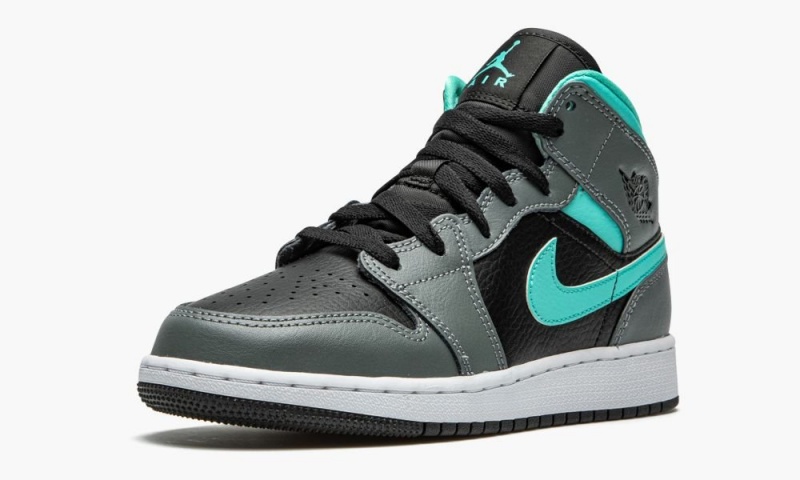Nike Air Jordan 1 Mid GS 'Grey / Aqua' Schoenen Kinderen Zwart Groen Grijs Nederland | 479826-NIE