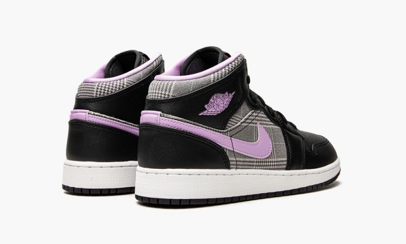 Nike Air Jordan 1 Mid GS 'Houndstooth' Schoenen Kinderen Zwart Paars Wit Metal Nederland | 053817-KRH