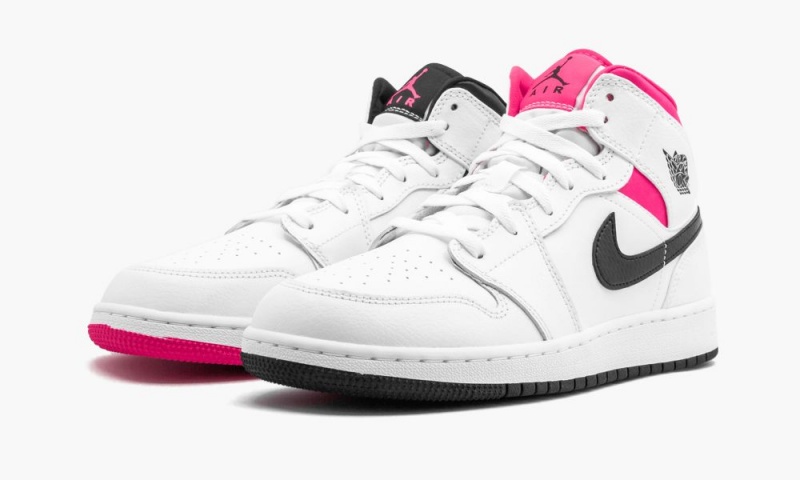 Nike Air Jordan 1 Mid GS 'Hyper Pink' Schoenen Kinderen Wit Zwart Roze Nederland | 683071-AMQ