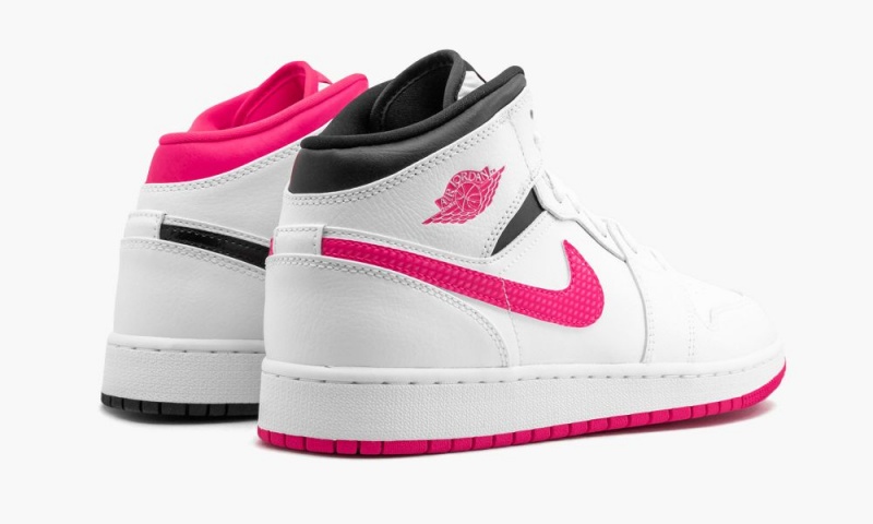 Nike Air Jordan 1 Mid GS 'Hyper Pink' Schoenen Kinderen Wit Zwart Roze Nederland | 683071-AMQ