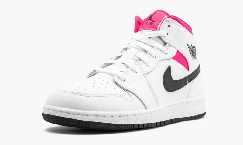 Nike Air Jordan 1 Mid GS 'Hyper Pink' Schoenen Kinderen Wit Zwart Roze Nederland | 683071-AMQ