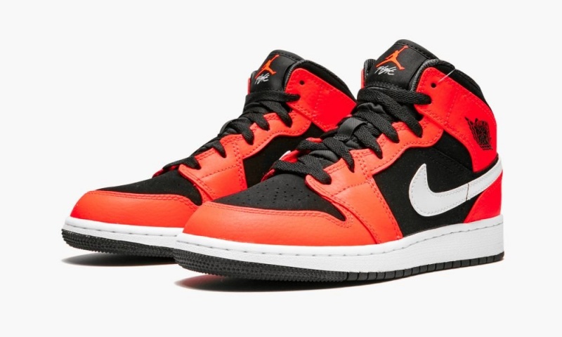 Nike Air Jordan 1 Mid GS 'Infrared' Schoenen Kinderen Zwart Wit Rood Nederland | 763042-KWM