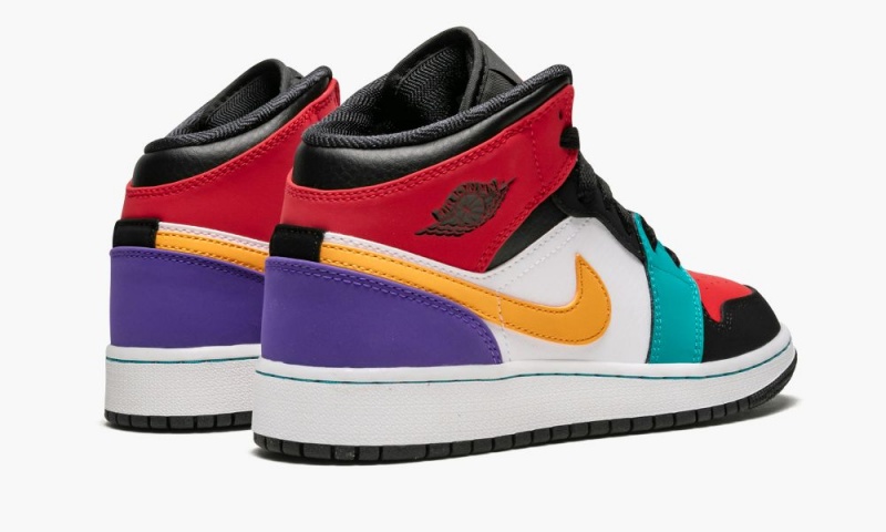 Nike Air Jordan 1 Mid (GS) 'Multicolor' Schoenen Kinderen Wit Rood Zwart Nederland | 879405-FNM