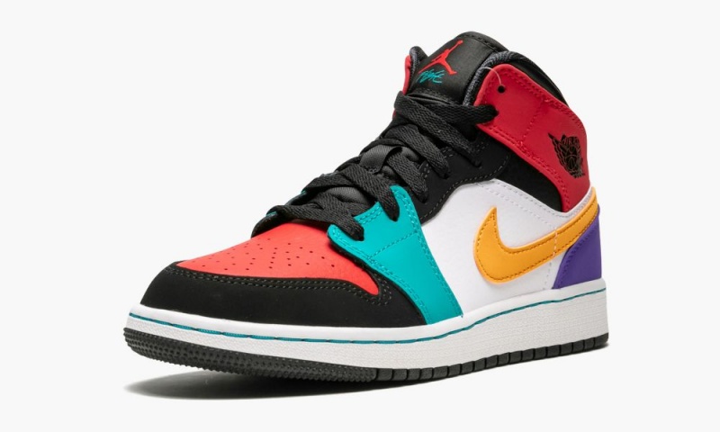 Nike Air Jordan 1 Mid (GS) 'Multicolor' Schoenen Kinderen Wit Rood Zwart Nederland | 879405-FNM