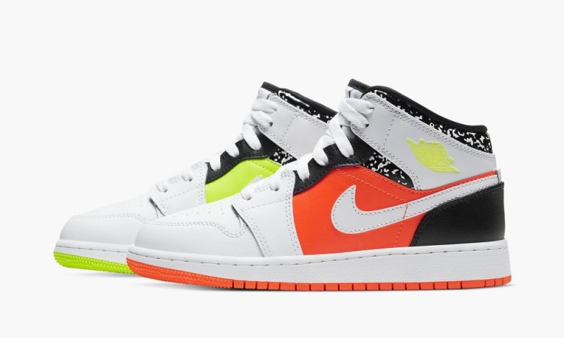 Nike Air Jordan 1 Mid GS 'Notebook' Schoenen Kinderen Rood Wit Zwart Nederland | 732069-OPB