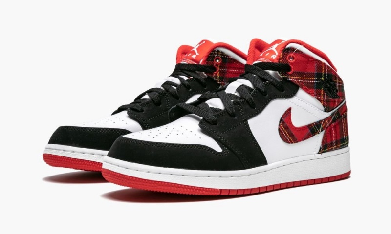 Nike Air Jordan 1 Mid (GS) 'Plaid' Schoenen Kinderen Rood Zwart Wit Nederland | 914236-HPO