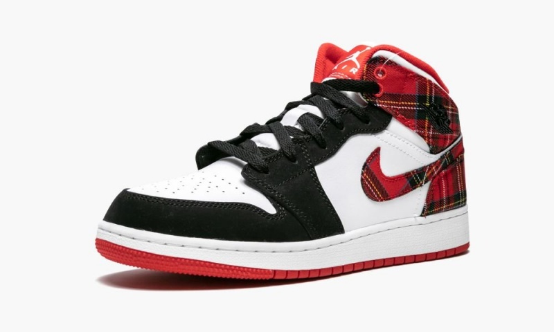 Nike Air Jordan 1 Mid (GS) 'Plaid' Schoenen Kinderen Rood Zwart Wit Nederland | 914236-HPO