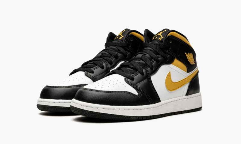 Nike Air Jordan 1 Mid GS 'Pollen / Black / White' Schoenen Kinderen Wit Zwart Nederland | 328574-VYQ