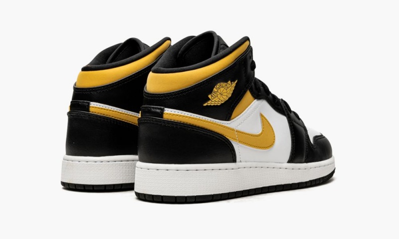 Nike Air Jordan 1 Mid GS 'Pollen / Black / White' Schoenen Kinderen Wit Zwart Nederland | 328574-VYQ