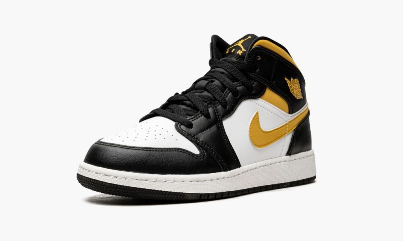 Nike Air Jordan 1 Mid GS 'Pollen / Black / White' Schoenen Kinderen Wit Zwart Nederland | 328574-VYQ