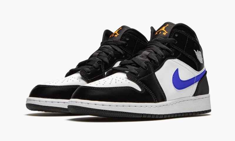 Nike Air Jordan 1 Mid GS 'Racer Blue' Schoenen Kinderen Zwart Blauw Wit Nederland | 624850-IAV