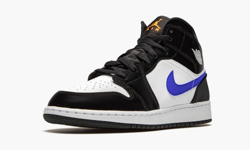 Nike Air Jordan 1 Mid GS 'Racer Blue' Schoenen Kinderen Zwart Blauw Wit Nederland | 624850-IAV