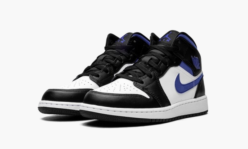 Nike Air Jordan 1 Mid GS 'Racer Blue / Black / White' Schoenen Kinderen Wit Blauw Zwart Nederland | 359164-QPX