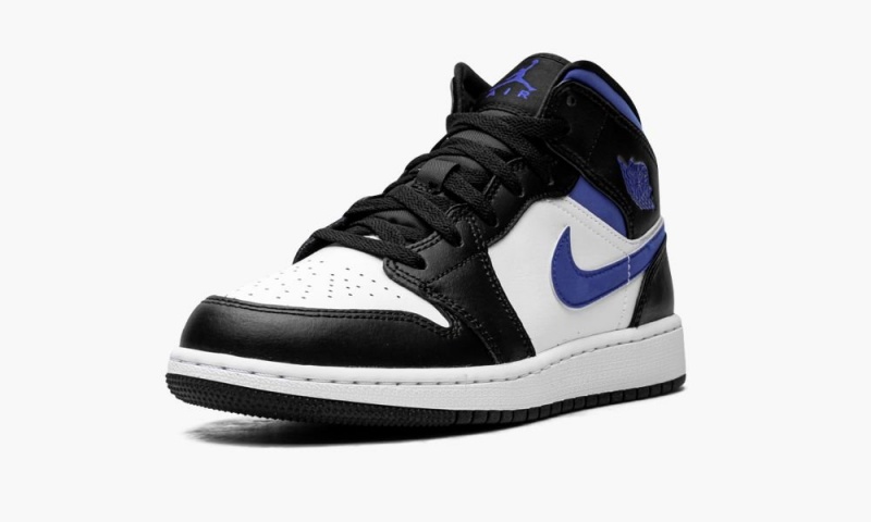 Nike Air Jordan 1 Mid GS 'Racer Blue / Black / White' Schoenen Kinderen Wit Blauw Zwart Nederland | 359164-QPX