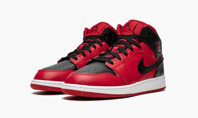 Nike Air Jordan 1 Mid GS 'Reverse Bred' Schoenen Kinderen Rood Zwart Wit Nederland | 091357-XOK