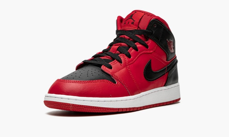Nike Air Jordan 1 Mid GS 'Reverse Bred' Schoenen Kinderen Rood Zwart Wit Nederland | 091357-XOK