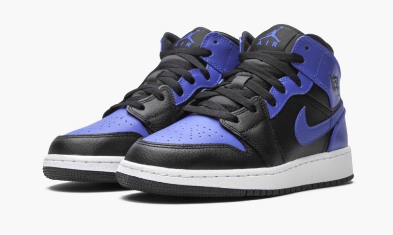Nike Air Jordan 1 Mid GS 'Royal 2020' Schoenen Kinderen Zwart Koningsblauw Wit Nederland | 026987-SGK