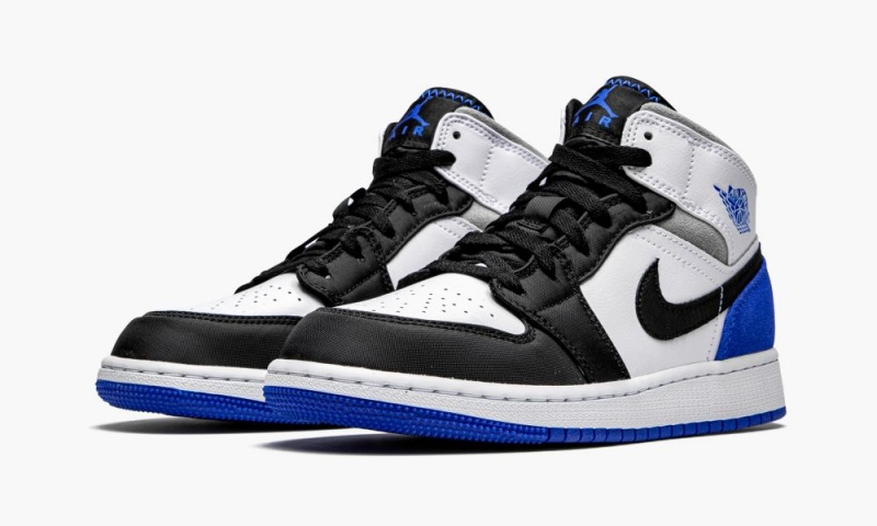 Nike Air Jordan 1 Mid GS 'Royal White' Schoenen Kinderen Wit Koningsblauw Zwart Nederland | 614985-CWF