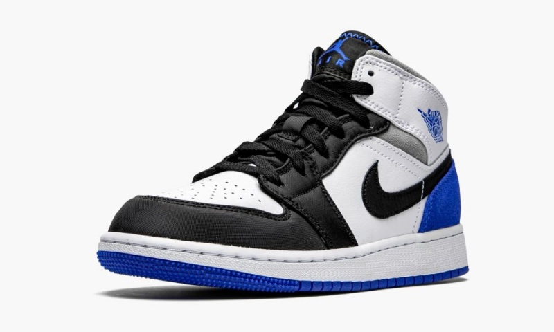 Nike Air Jordan 1 Mid GS 'Royal White' Schoenen Kinderen Wit Koningsblauw Zwart Nederland | 614985-CWF