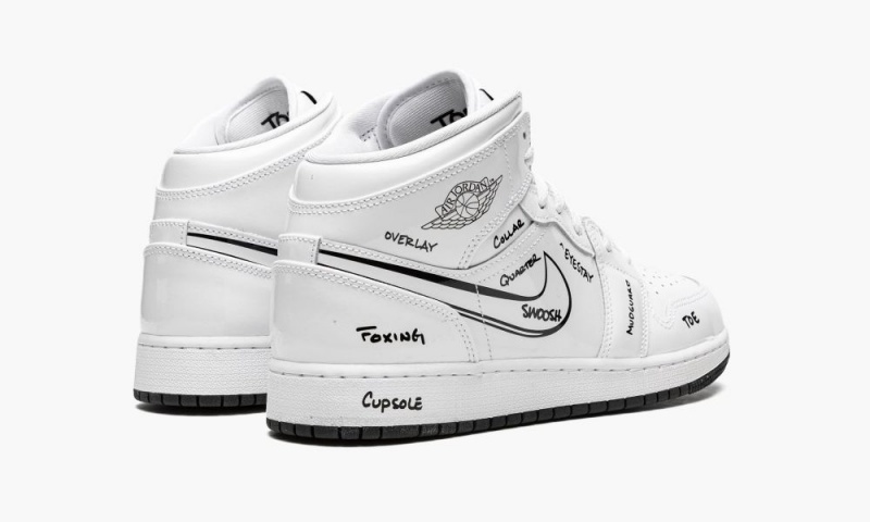 Nike Air Jordan 1 Mid GS 'Schematic' Schoenen Kinderen Wit Zwart Nederland | 278634-AHO
