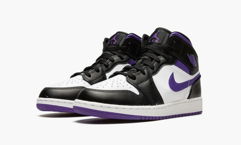 Nike Air Jordan 1 Mid (GS) Schoenen Kinderen Zwart Wit Nederland | 619270-LTU