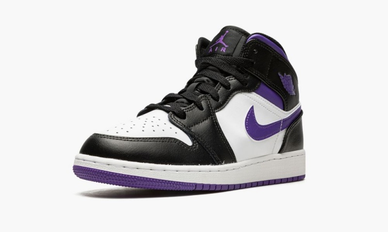 Nike Air Jordan 1 Mid (GS) Schoenen Kinderen Zwart Wit Nederland | 619270-LTU