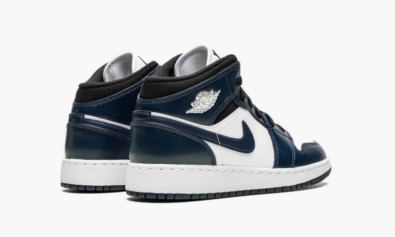 Nike Air Jordan 1 Mid GS Schoenen Kinderen Donkerblauw Wit Zwart Nederland | 529186-BGF