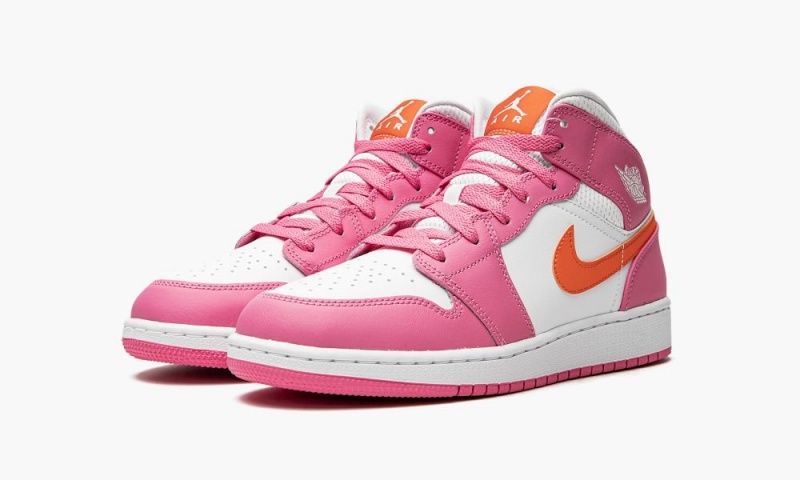 Nike Air Jordan 1 Mid (GS) Schoenen Kinderen Oranje Wit Nederland | 801732-OUA