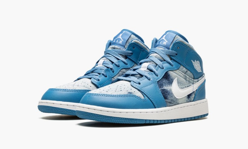 Nike Air Jordan 1 Mid (GS) Schoenen Kinderen Blauw Wit Nederland | 269713-UWI