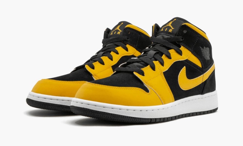 Nike Air Jordan 1 Mid GS Schoenen Kinderen Wit Zwart Goud Nederland | 032684-WZP